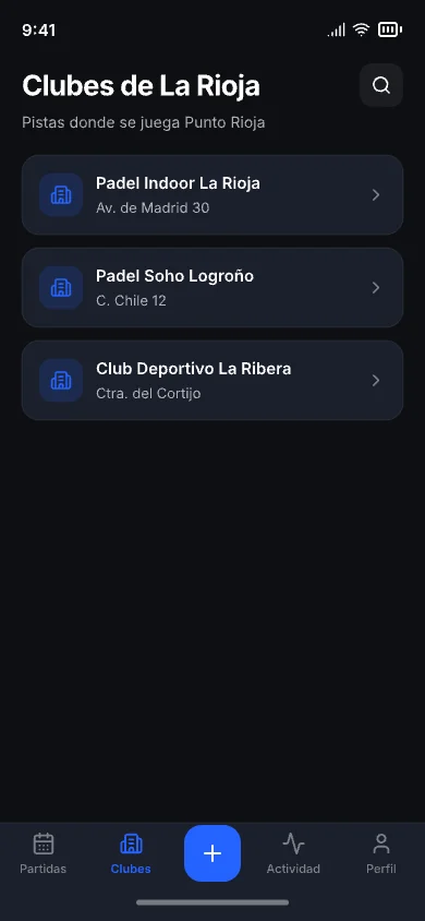 Listado de clubes de La Rioja donde se juega.